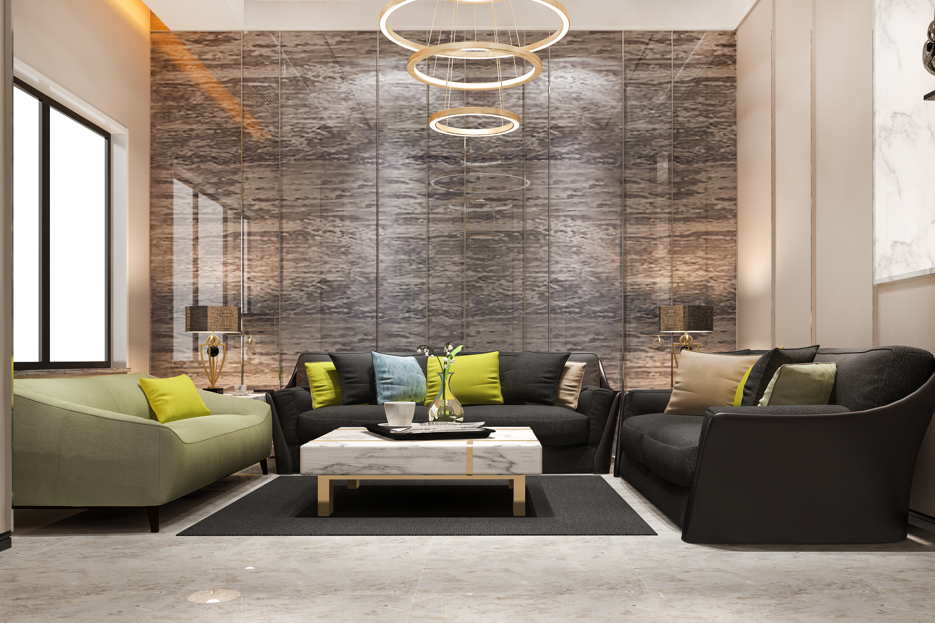 3d Rendering Loft Luxury Living Room at RR Lunkad